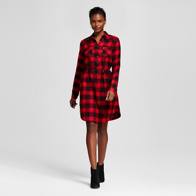 womens red shirt dress