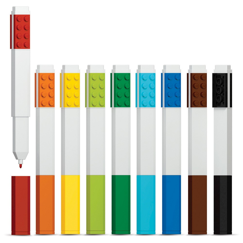 Lego Markers, 9ct - Multicolor, Multi-Colored