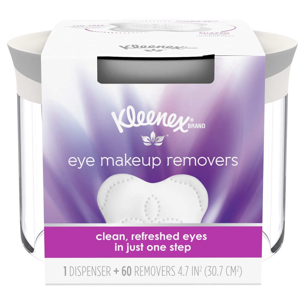 Kleenex Moist Eye Makeup Remover Refillable Dispenser & Removers 60 ct