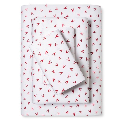 Pillowfort White & Red Molokai Printed 4pc Cotton Sheet Set Full 