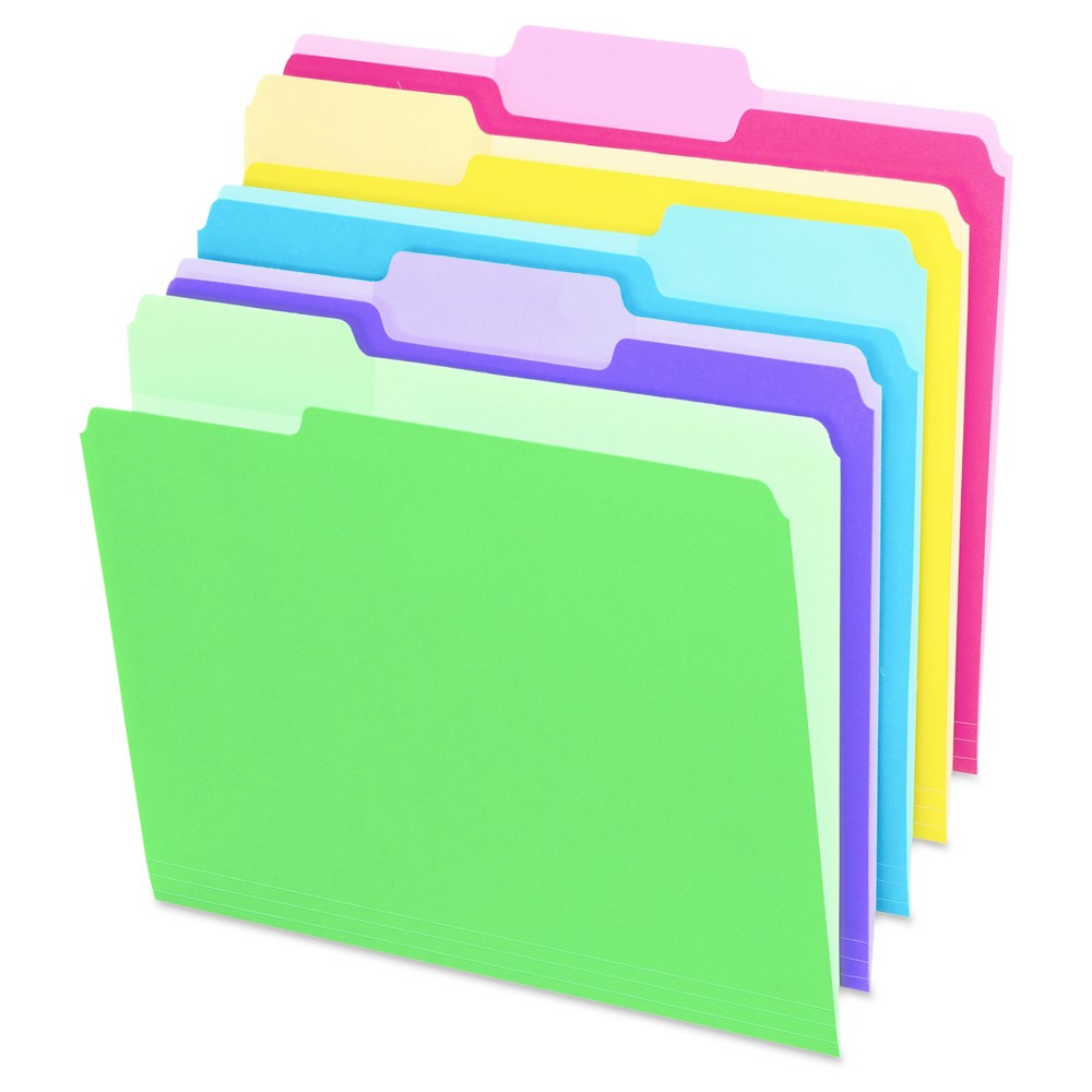 Pendaflex File Folders with Erasable Tabs, 1/3 Cut Top Tab, Letter, Assorted, 30pk, Bright Green