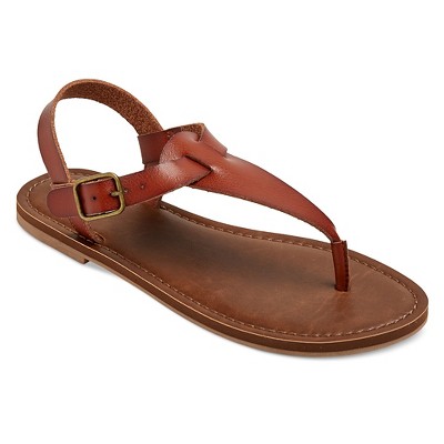 cognac thong sandals