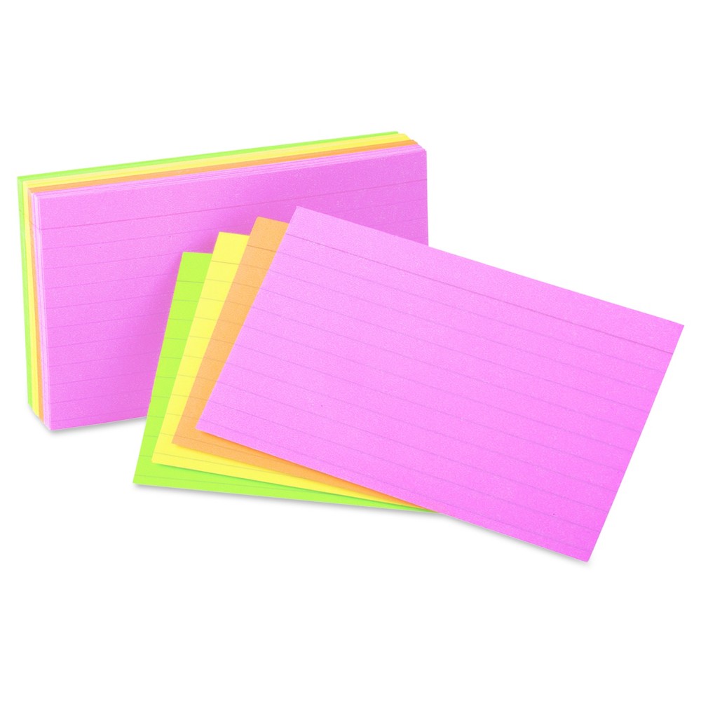 Universal Ruled Neon Glow Index Cards 5" x 8" 100ct, Multi-Colored