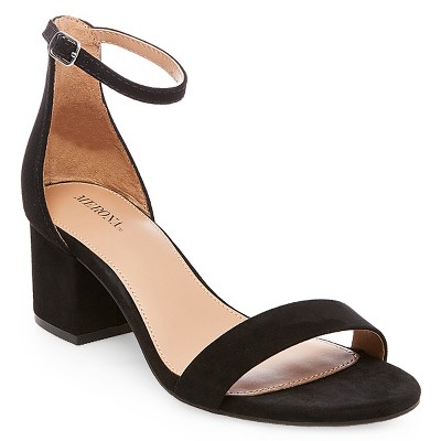 low black ankle strap heels