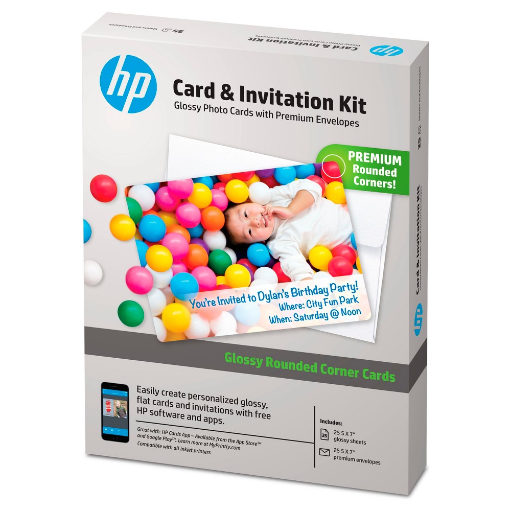 HP Photo Card Kit Paper 5 X 7 - White (K6B84A)
