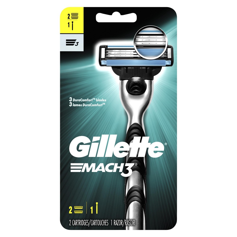 Gillette Mach3 Menâ€™s Razor - 1 Handle + 2 Razor Blade Refills
