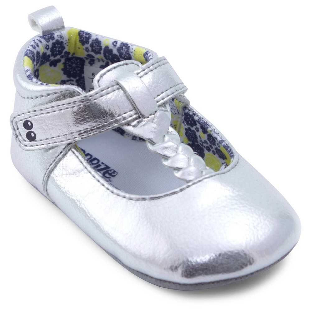 Baby Girls Surprize by Stride Rite Sparkle Mary Jane Soft Sole Shoes - Silver 0-6M