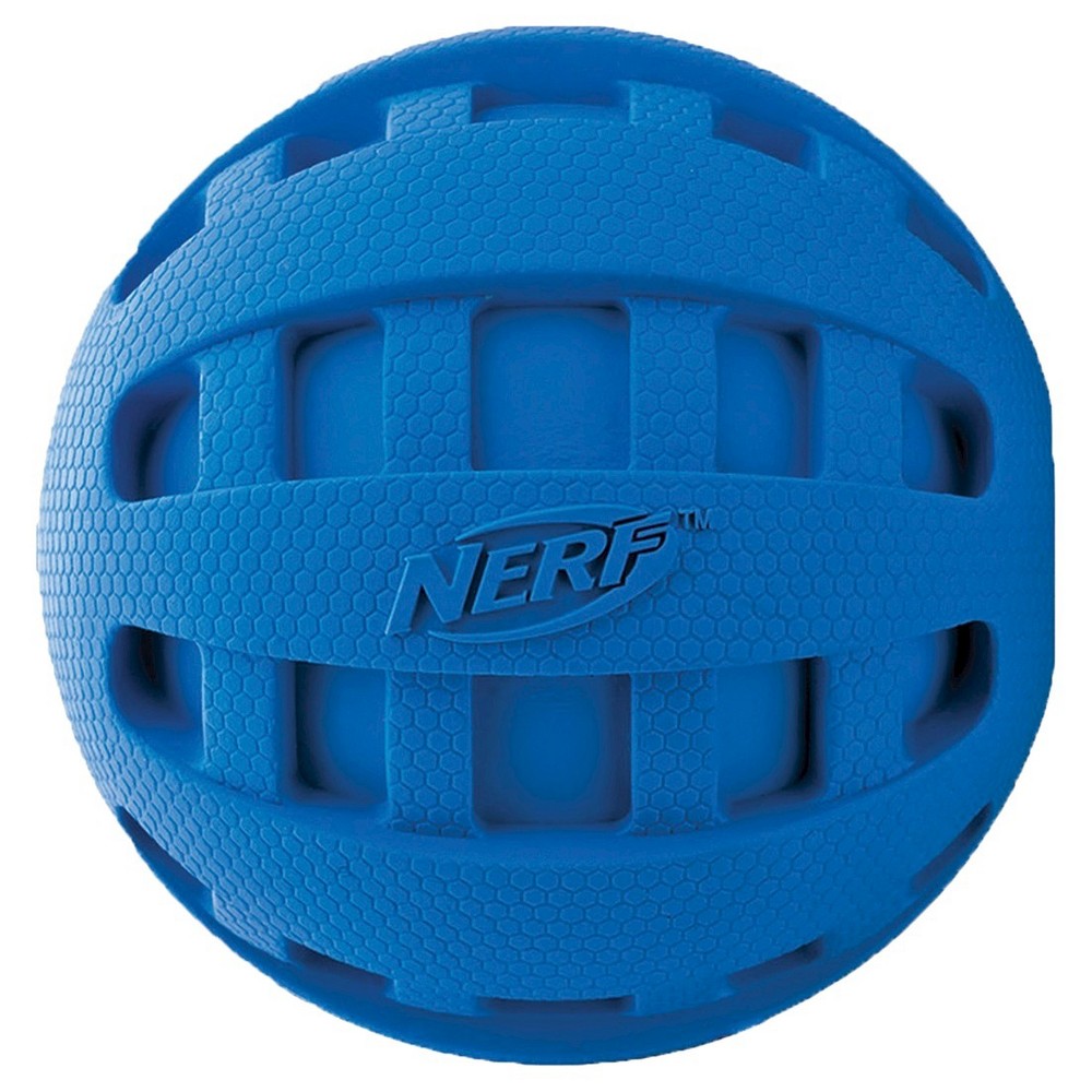 UPC 846998089074 product image for Nerf Checker Squeak Ball Pet Toy - Blue (4) | upcitemdb.com