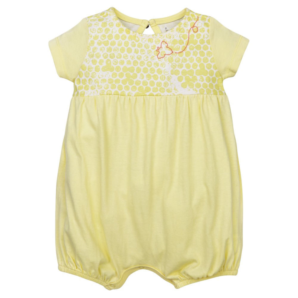 Burts Bees Baby Girls Organic 2 Pack Morning Glory Bubbles Shortalls - Yellow NB