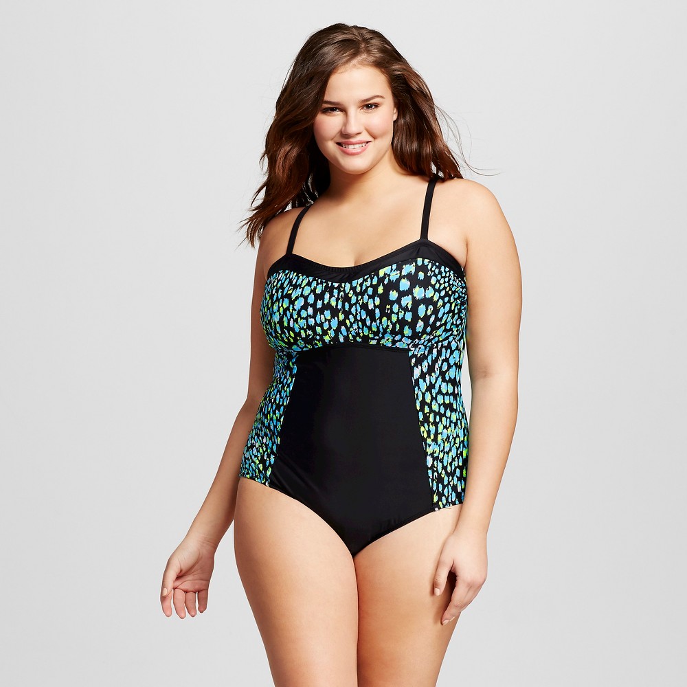 Women's Plus Size Wild & Free One Piece Swimsuits Black 3X - Surfside