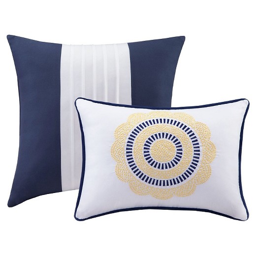 Ashley Medallion Quilted Coverlet Set (Twin/Twin Extra Long) 4pc Navy