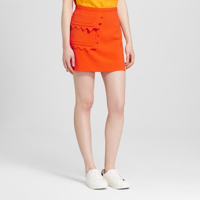Women's Orange Twill Skirt with Scallop Trim Pocket - Victoria Beckham for Target