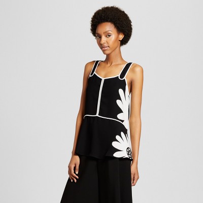 Women's Black Daisy Peplum Tank Top - Victoria Beckham for Target