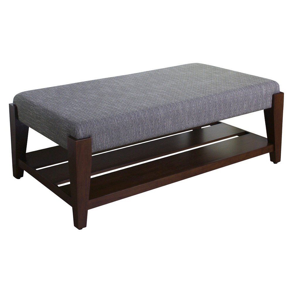 Brook Cocktail Ottoman with Shelf - Ink - HomePop, Grey Ink