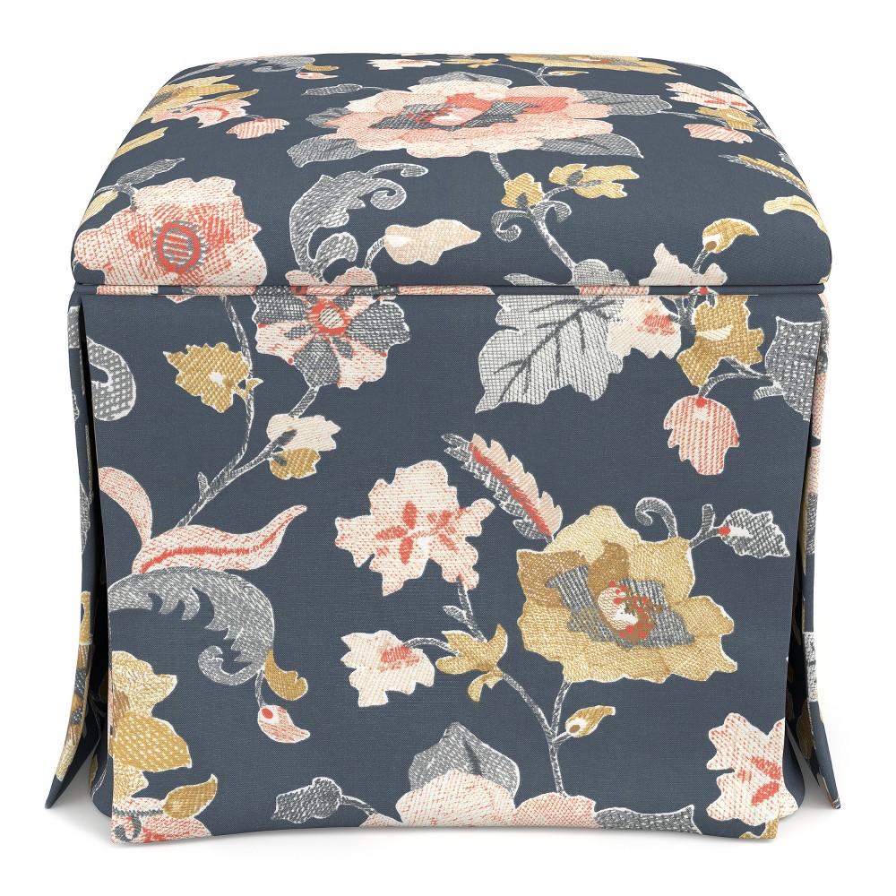 Skirted Storage Ottoman in Lalita Storm - Skyline Furniture