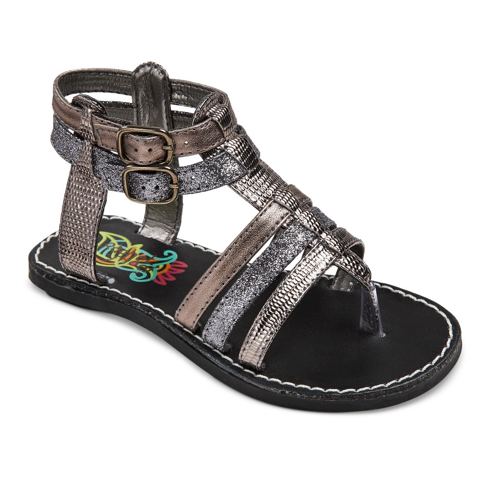 Toddler Girls Rachel Shoes Lil Mercedes Gladiator Sandals - Metallic Pewter 11