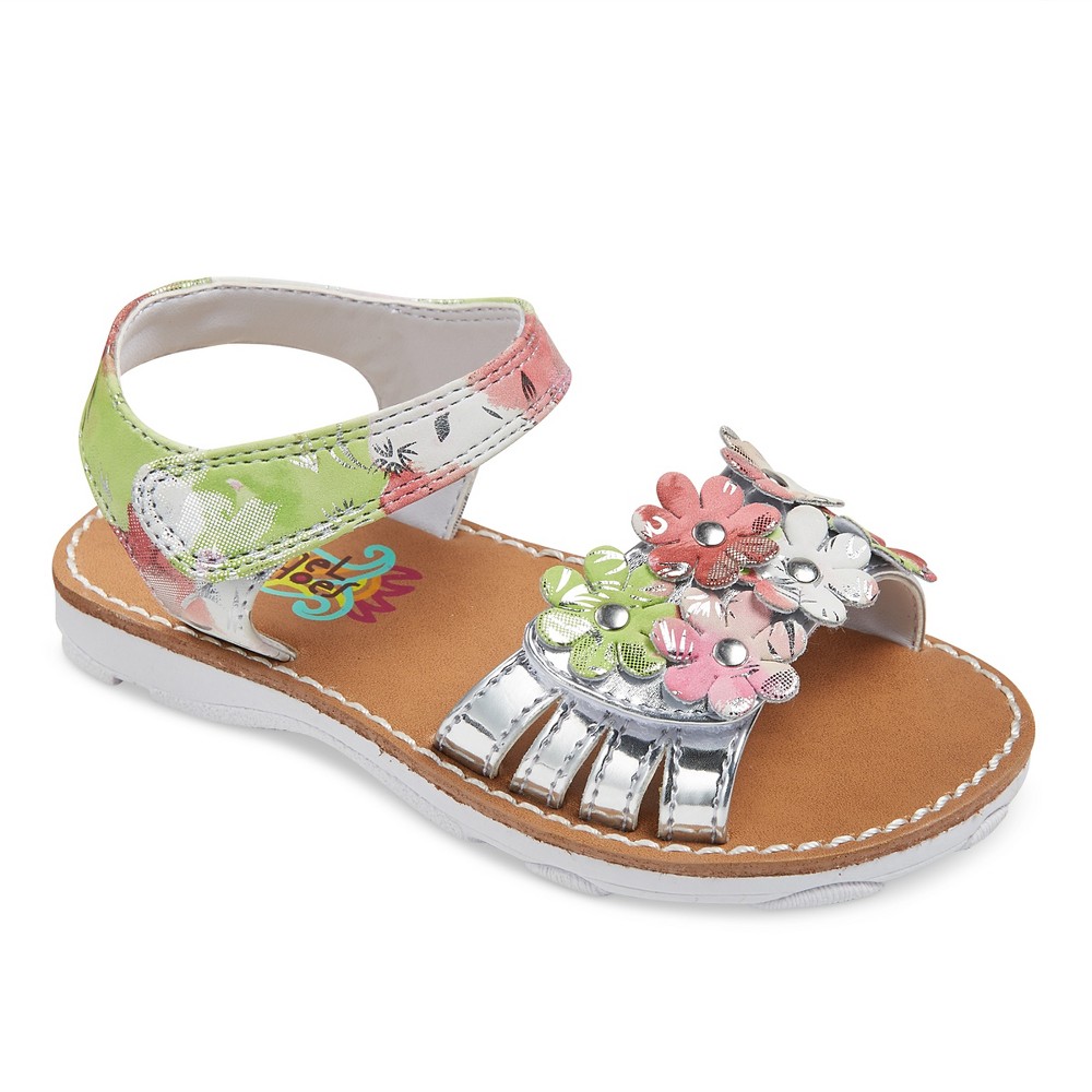 Toddler Girls Rachel Shoes Shea Floral Sandals - Silver 9