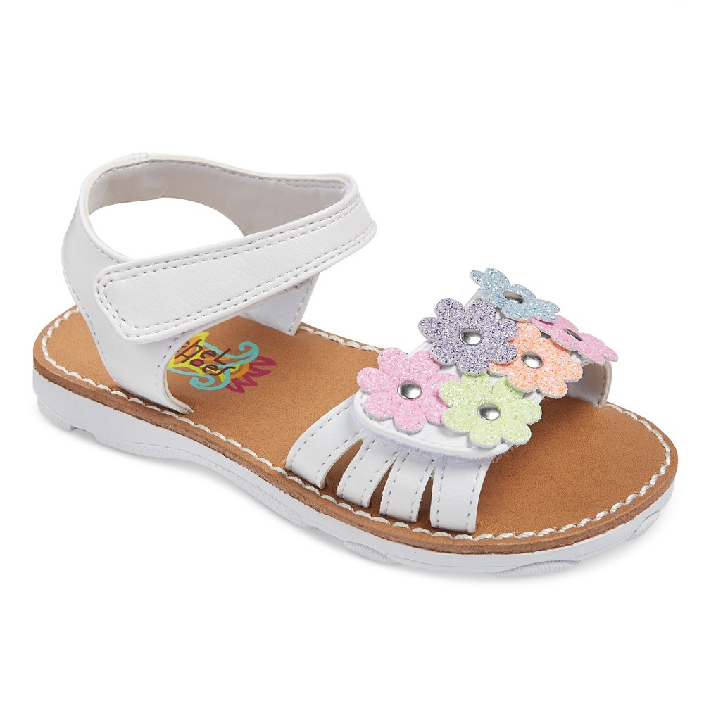 Toddler Girls Rachel Shoes Shea Floral Sandals - White Shimmer 12