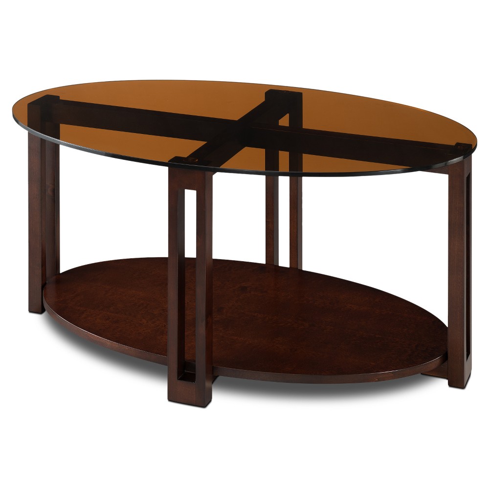 UPC 815199020100 product image for Glass Top Contemporary Coffee Table - Oval Bronze - Leick Furniture, Brown | upcitemdb.com