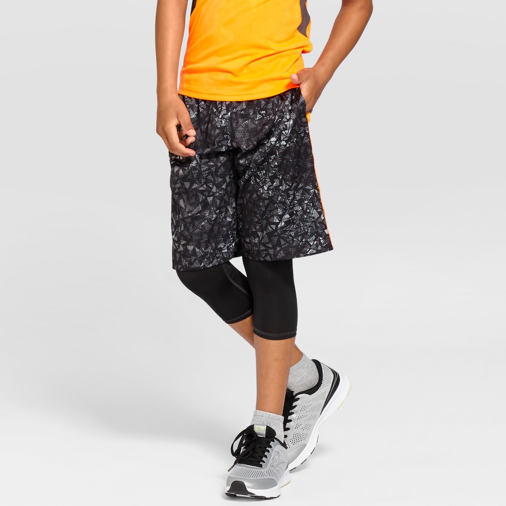 Boys Printed Lacrosse Shorts - C9 Champion Black Print XS, Gray