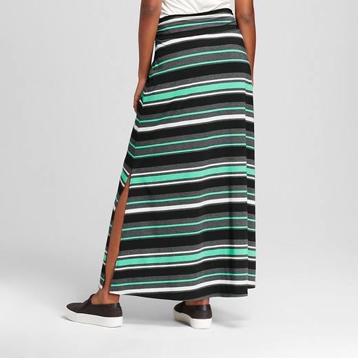 Women's Striped Maxi Skirt Green/Gray/Black Stripe - Merona™ : Target