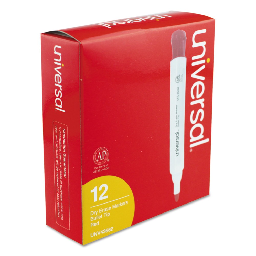 Universal Dry Erase Marker, Bullet Tip, 12 ct - Red