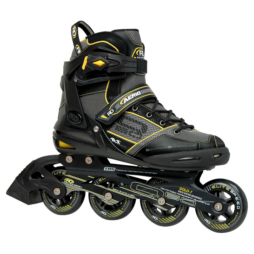 Roller Derby Mens Aerio Q-80 Inline Skates - Black/Gray/Yellow 12, Black Yellow