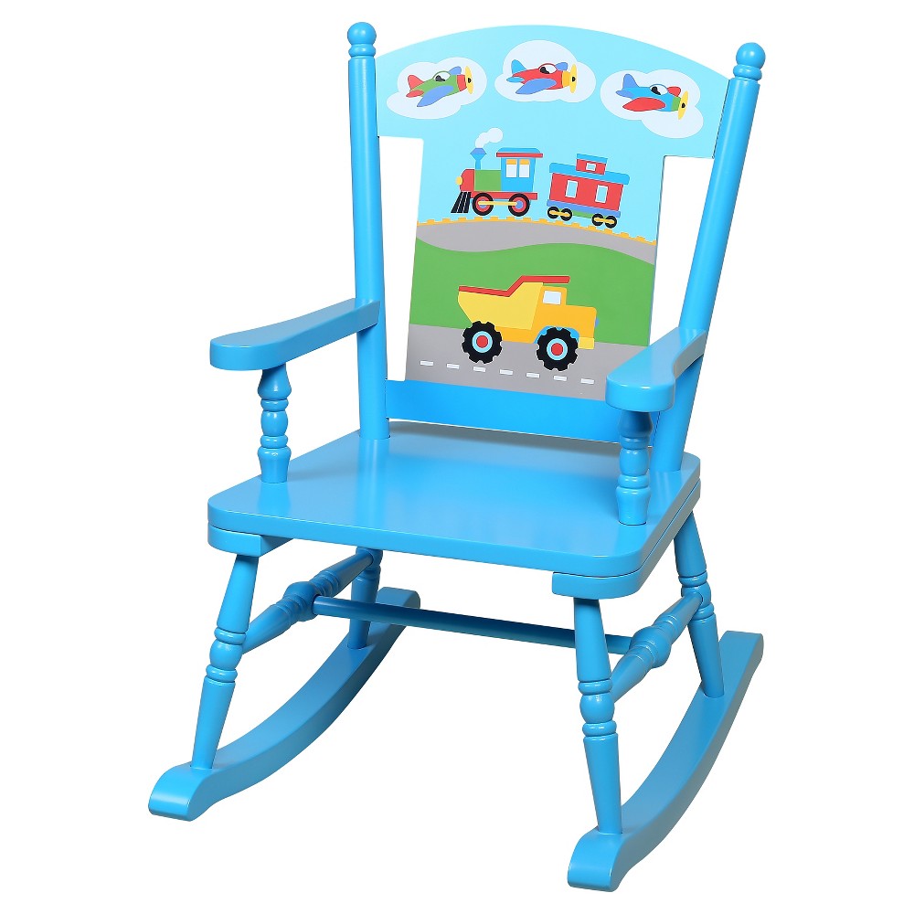 Olive Kids Trains Planes Trucks Rocking Chair - Blue - Levels Of Discovery
