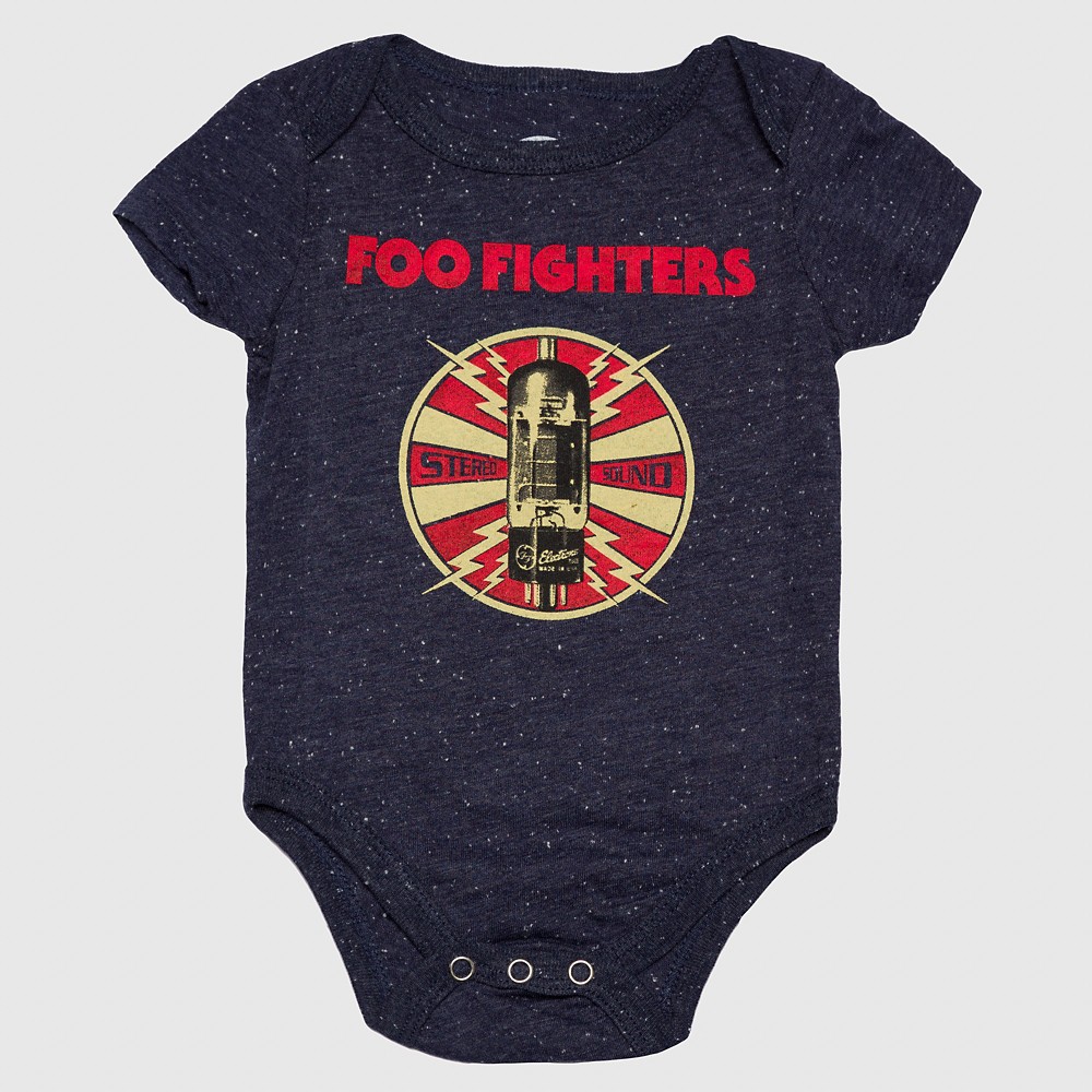 Foo Fighters Baby Boys Stereo Sound Onesie - Navy 0-3M, Size: 0-3 M, Blue