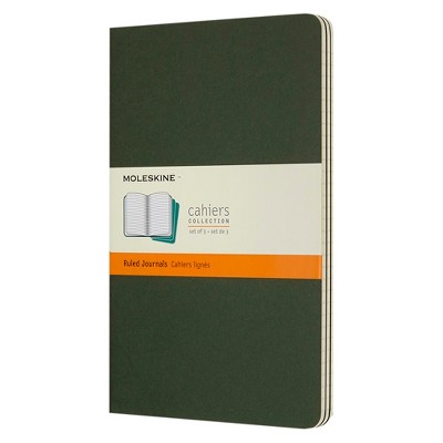 Moleskine Lined Journals Large 3ct - Green Cahier Softcover