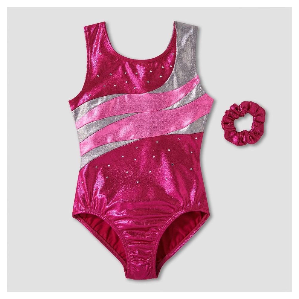 Freestyle by Danskin Girls Elite Gymnastics Leotard - Dark Raspberry S, Pink