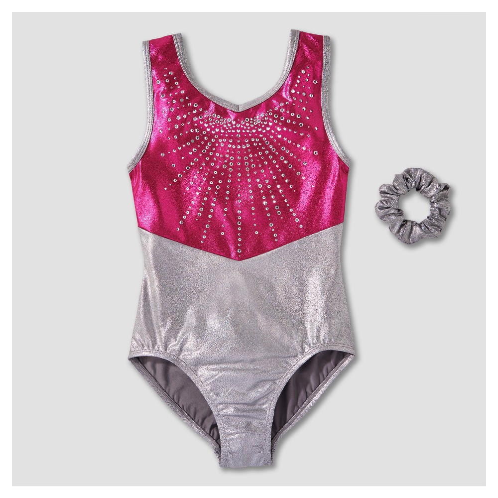 Freestyle by Danskin Girls Elite Gymnastics Leotard - Silver Gray XS