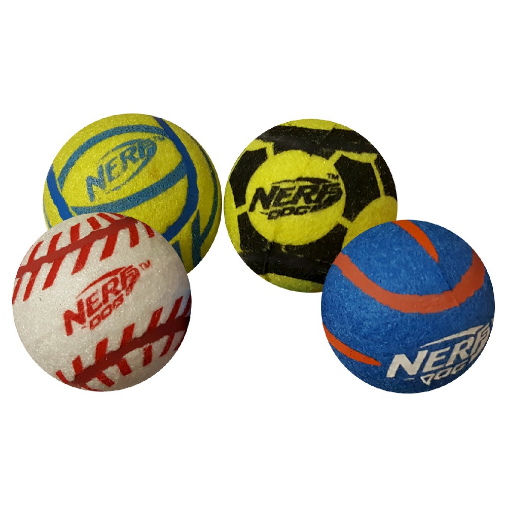 Nerf 4pk Sports Balls Dog Toy - Blue/Green