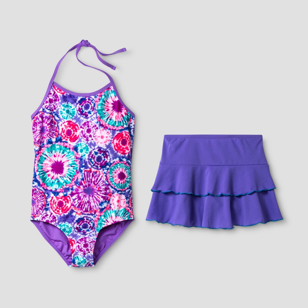 Girls One Piece Swimsuit Sets - Cat & Jack Purple XS