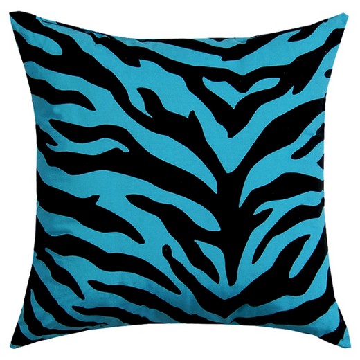 Blue Zebra Print Bolster Throw Pillow (21
