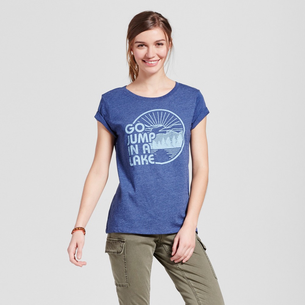 Womens Minneapolis Lake Jump T-Shirt S - Navy (Juniors), Blue