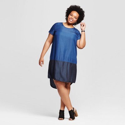 plus size denim dress target