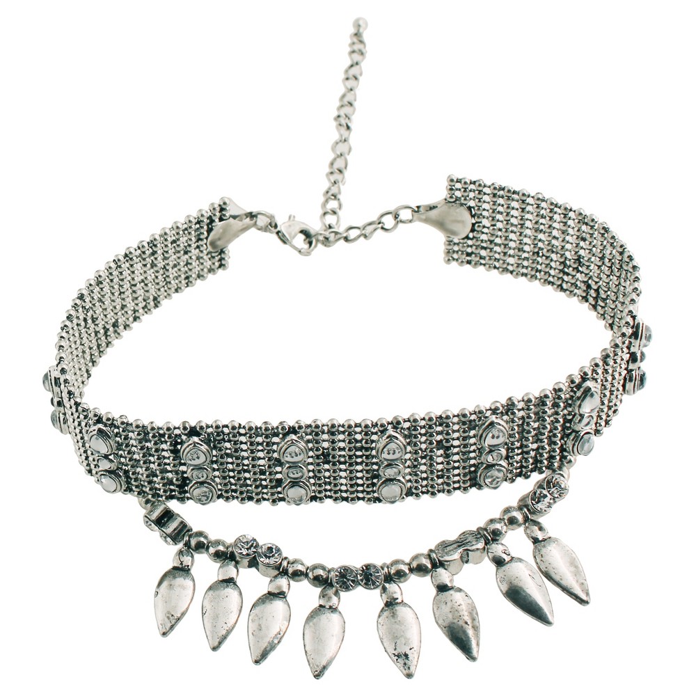 Womens Fashion Choker with Beads - Silver (12)
