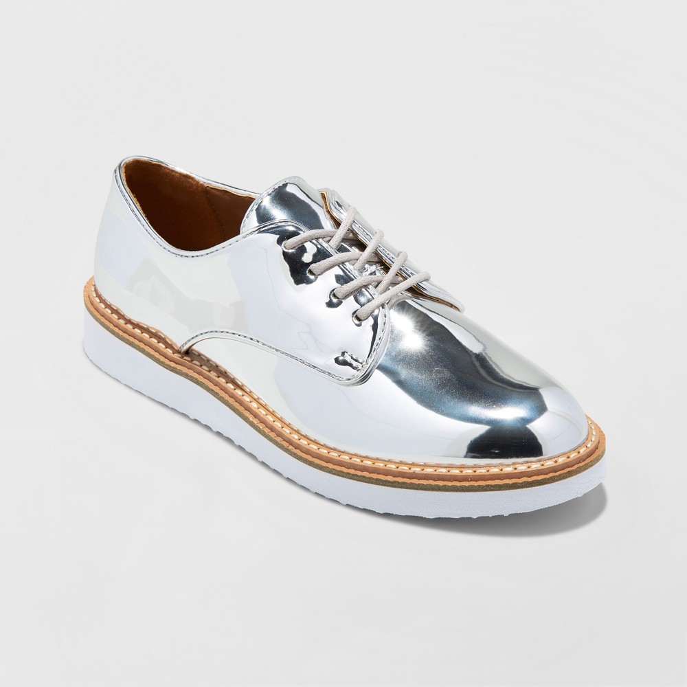 Womens Jaynee Platform Oxford Shoes - A New Day Silver 6