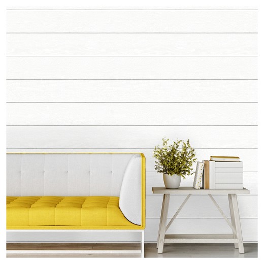 Devine Color Textured Shiplap Peel & Stick Wallpaper -Ultra White : Target