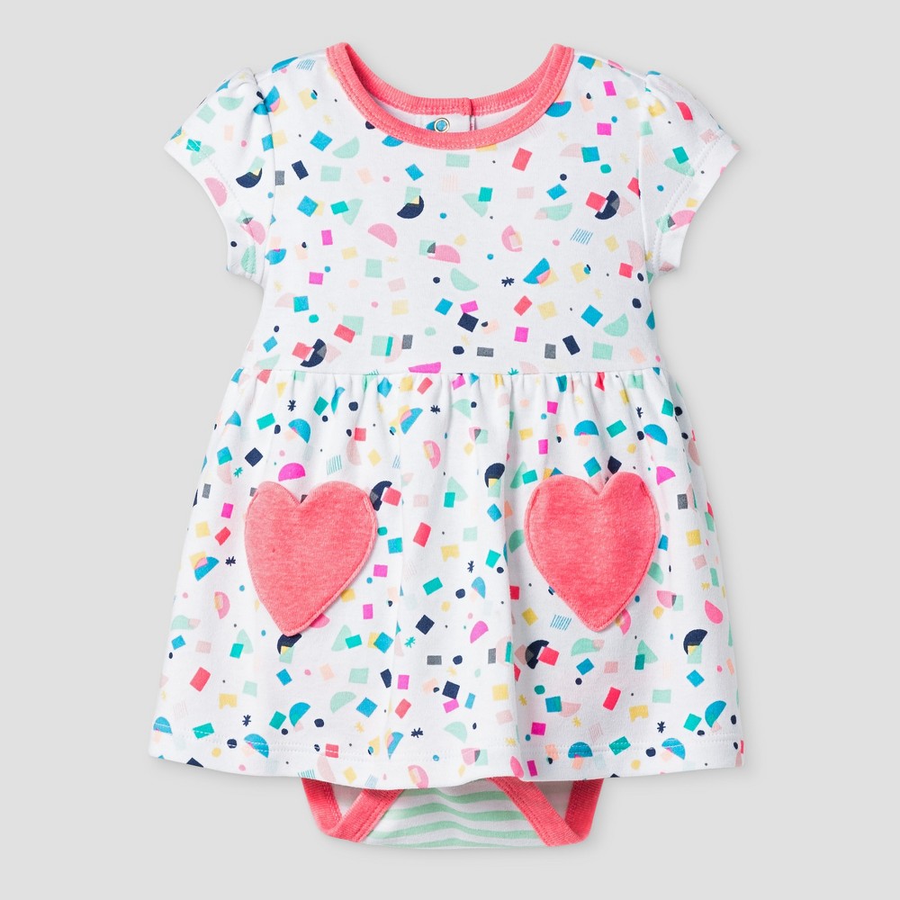 Oh Joy! Baby Girl Confetti Dress with Hearts - Coral 3-6M, Size: 3-6 M, Pink