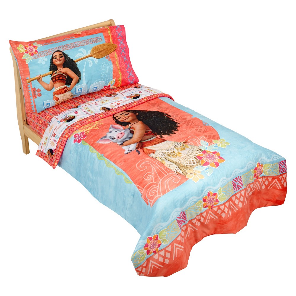 Moana Orange Bedding Set (Toddler) 4pc, Multi-Colored