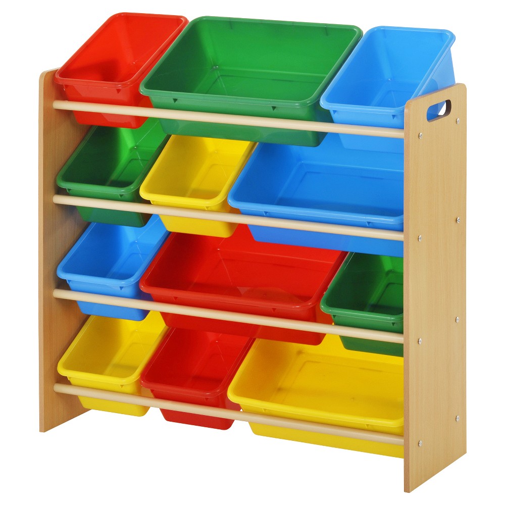 Sandusky - Kids Toy Storage Bin Rack - 34x10x30, Multicolor Rainbow