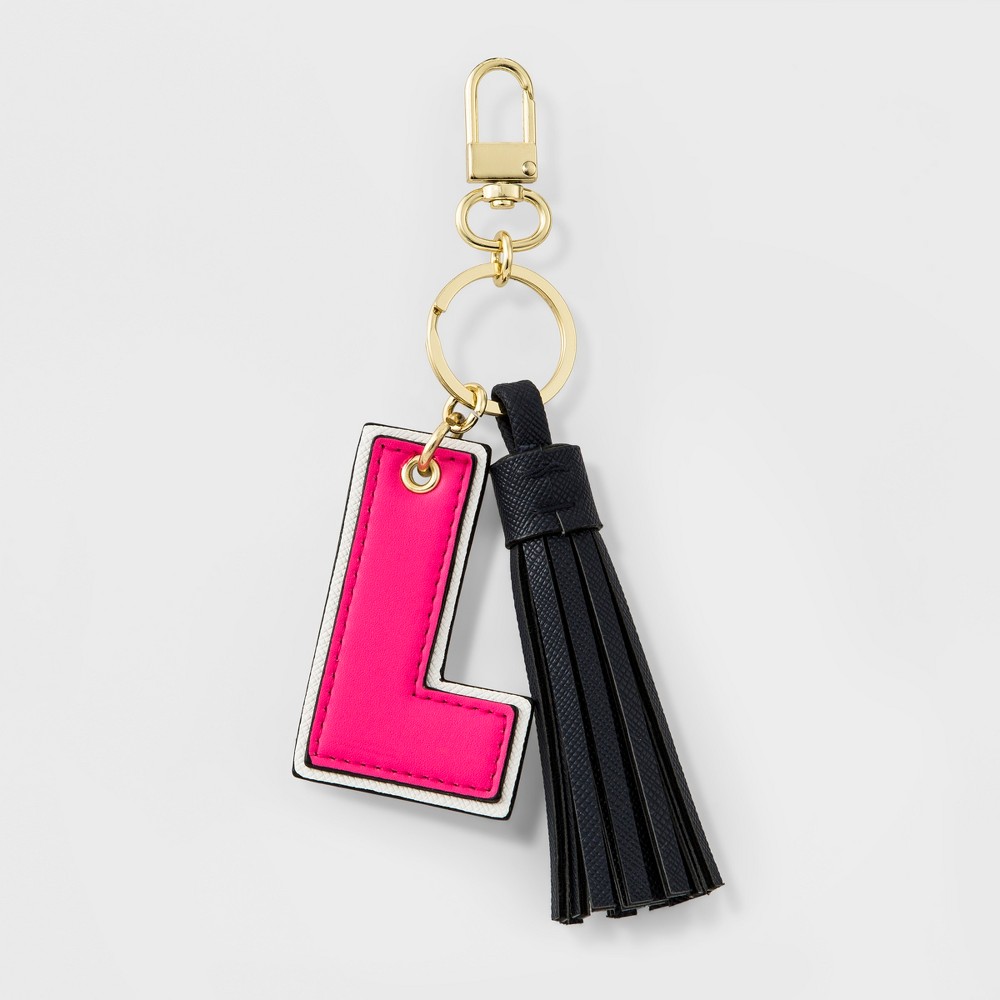 Womens Keychain with a letter "l" - Pink and tassel - Merona Navy