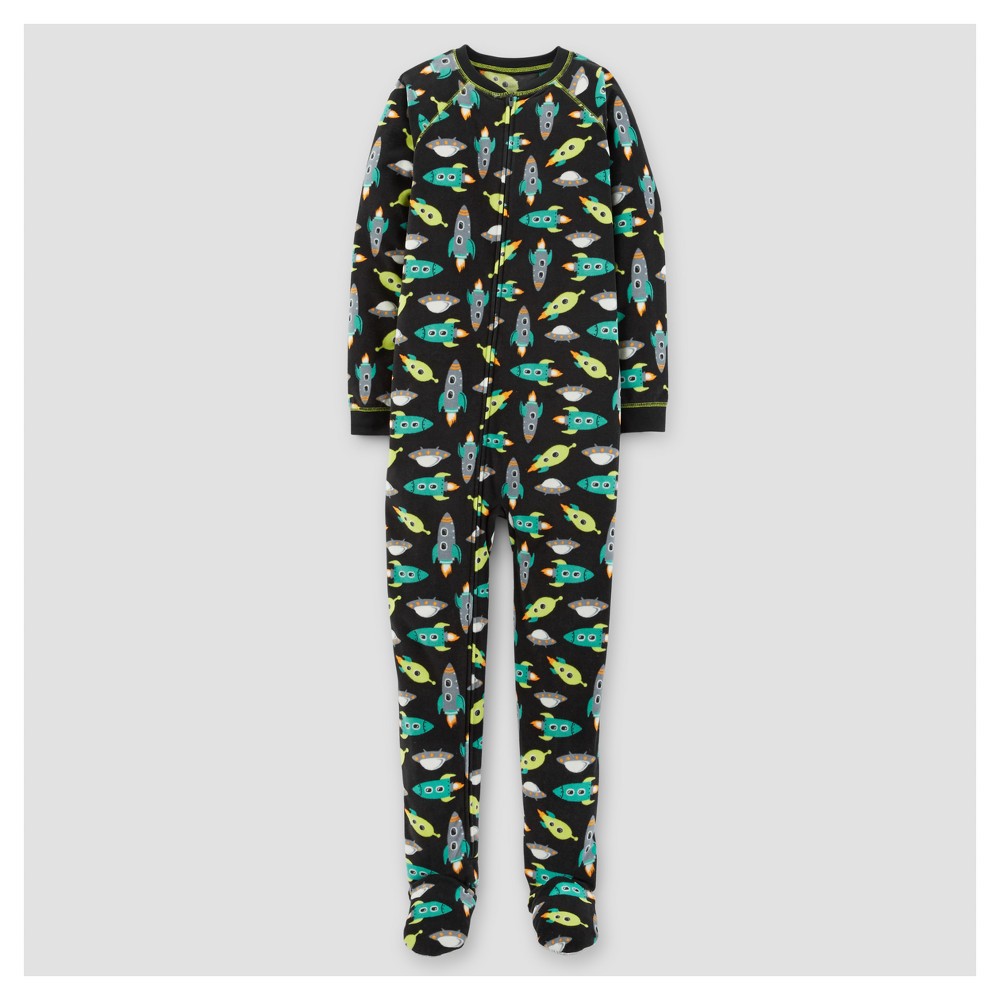 Boys One Piece Pajama Fleece Spaceships Footed Sleepwear - Just One You Made by Carters Vision Blue Opaque 4, Black