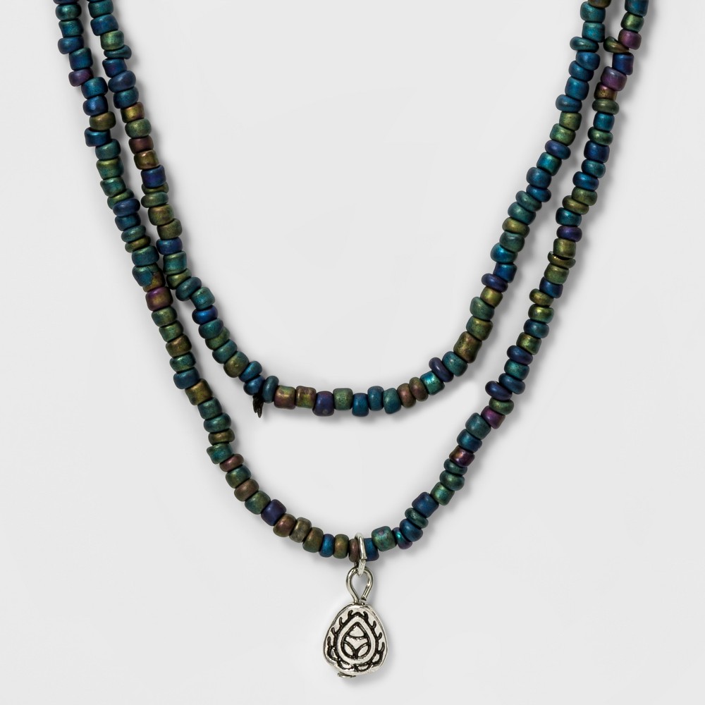 Womens Wrap necklace with Beads and Charm, Multi-Colored