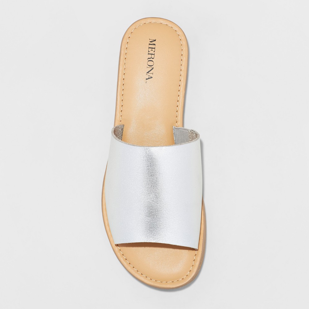 Womens Mardi Slide Sandals - Merona Silver 5.5