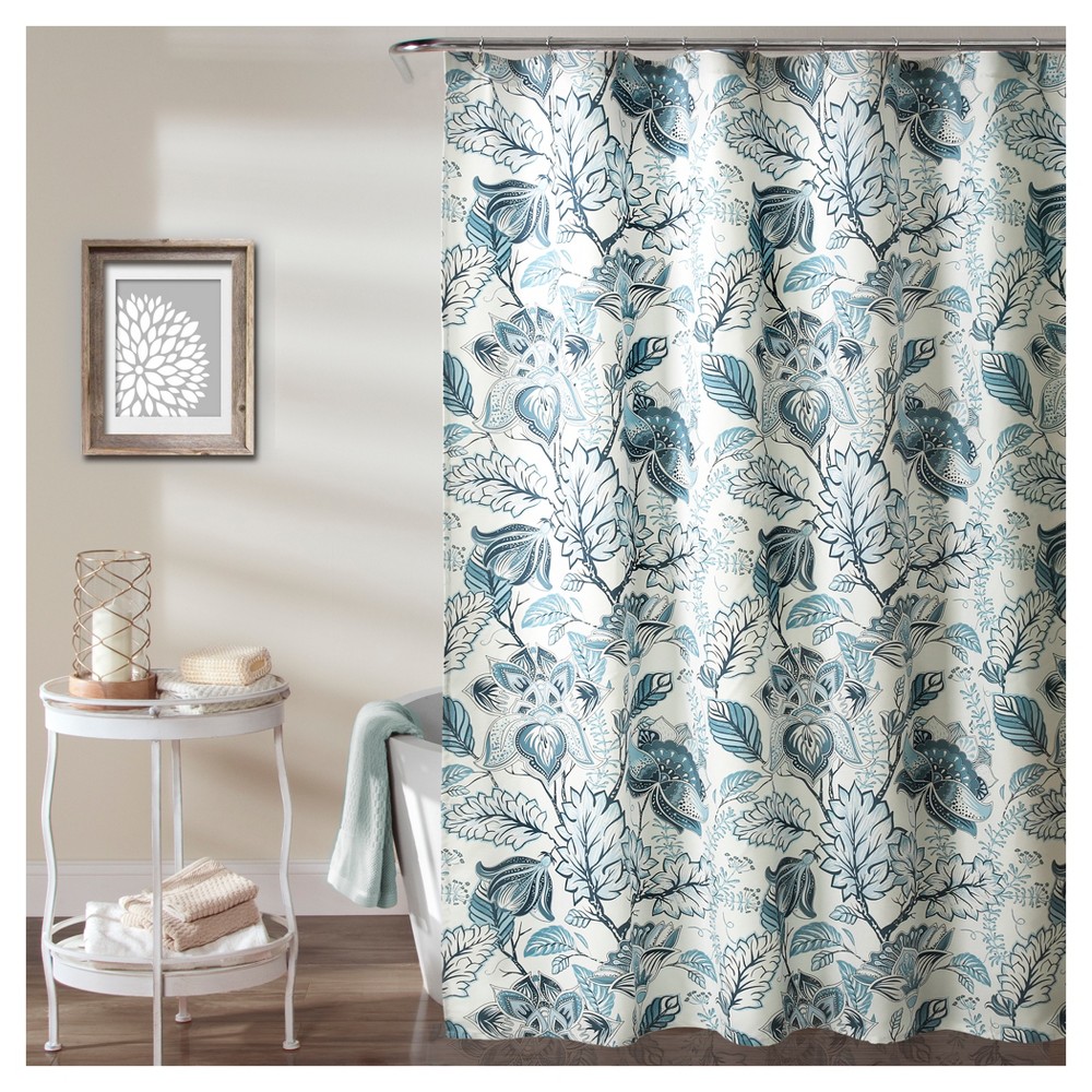 Cynthia Jacobean Shower Curtain Green - Lush Decor