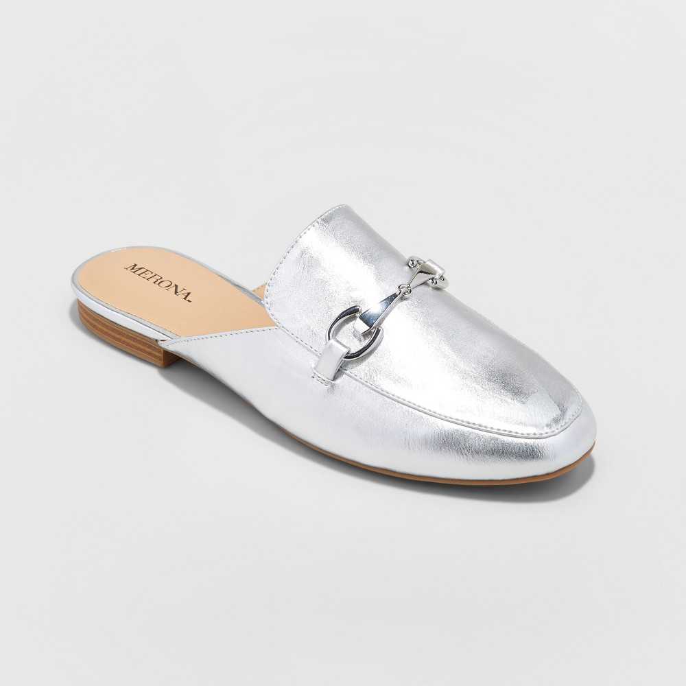 Womens Kona Backless Mule Loafers - Merona Silver 6