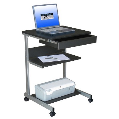 Photo 1 of Rolling Laptop Cart with Storage Black - Techni Mobili